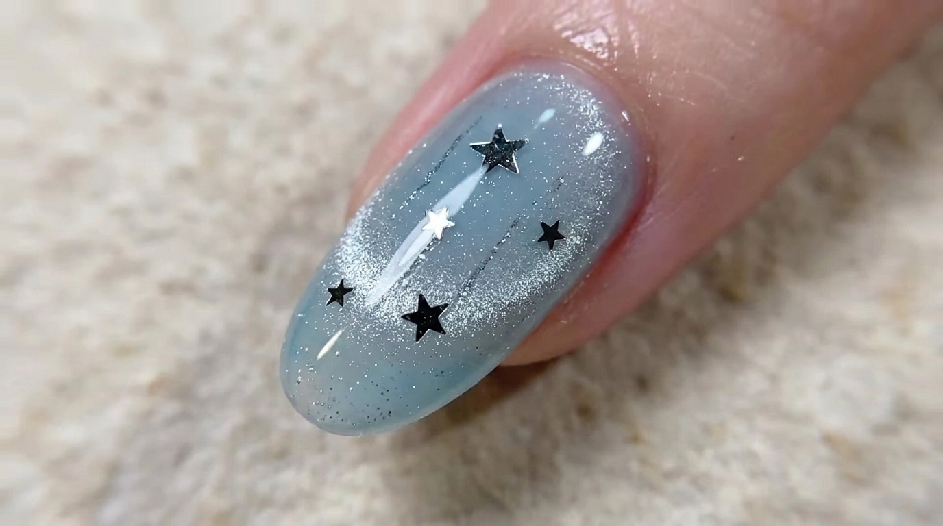 Uñas Cat Eye Azul con Estrellas — Tutorial de Manicura Celestial