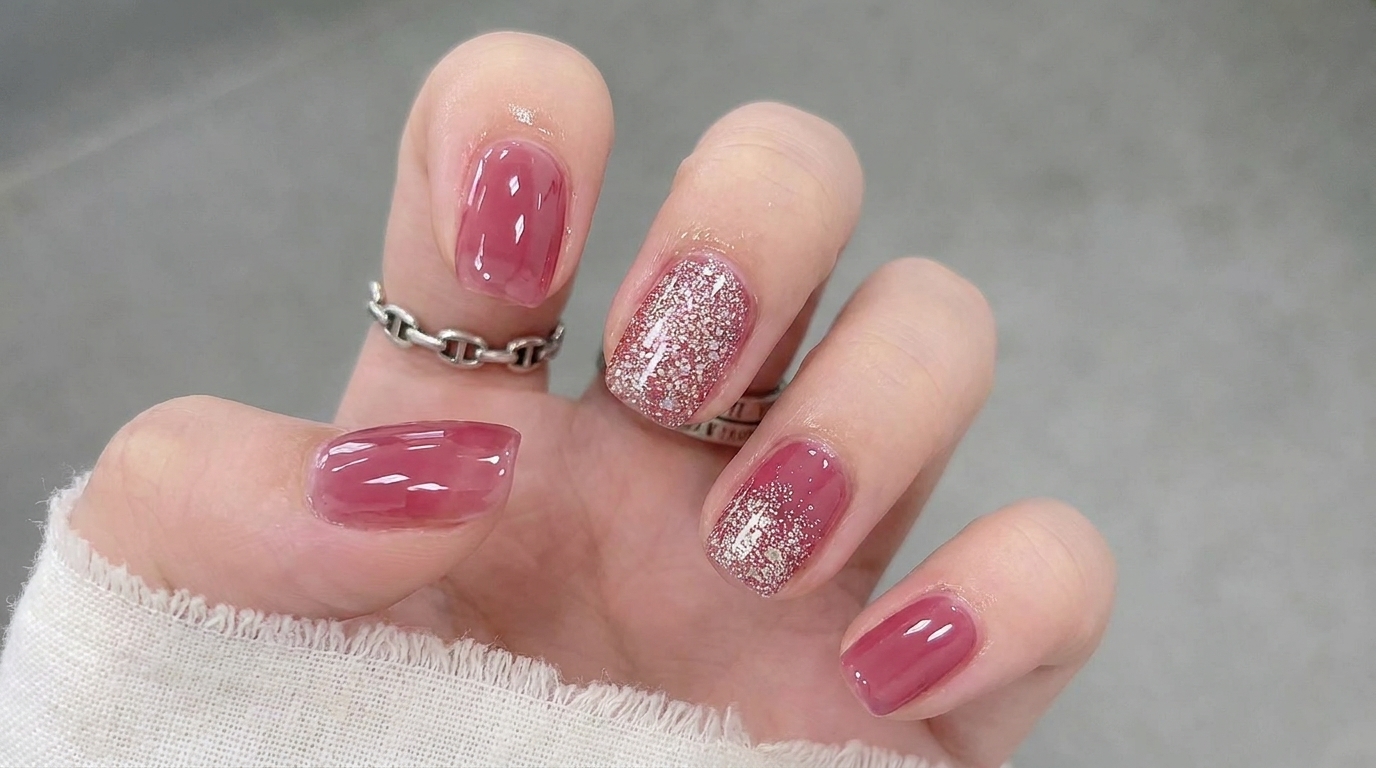 Uñas de Gel Ice Jelly con Purpurina — Tutorial Fácil Paso a Paso