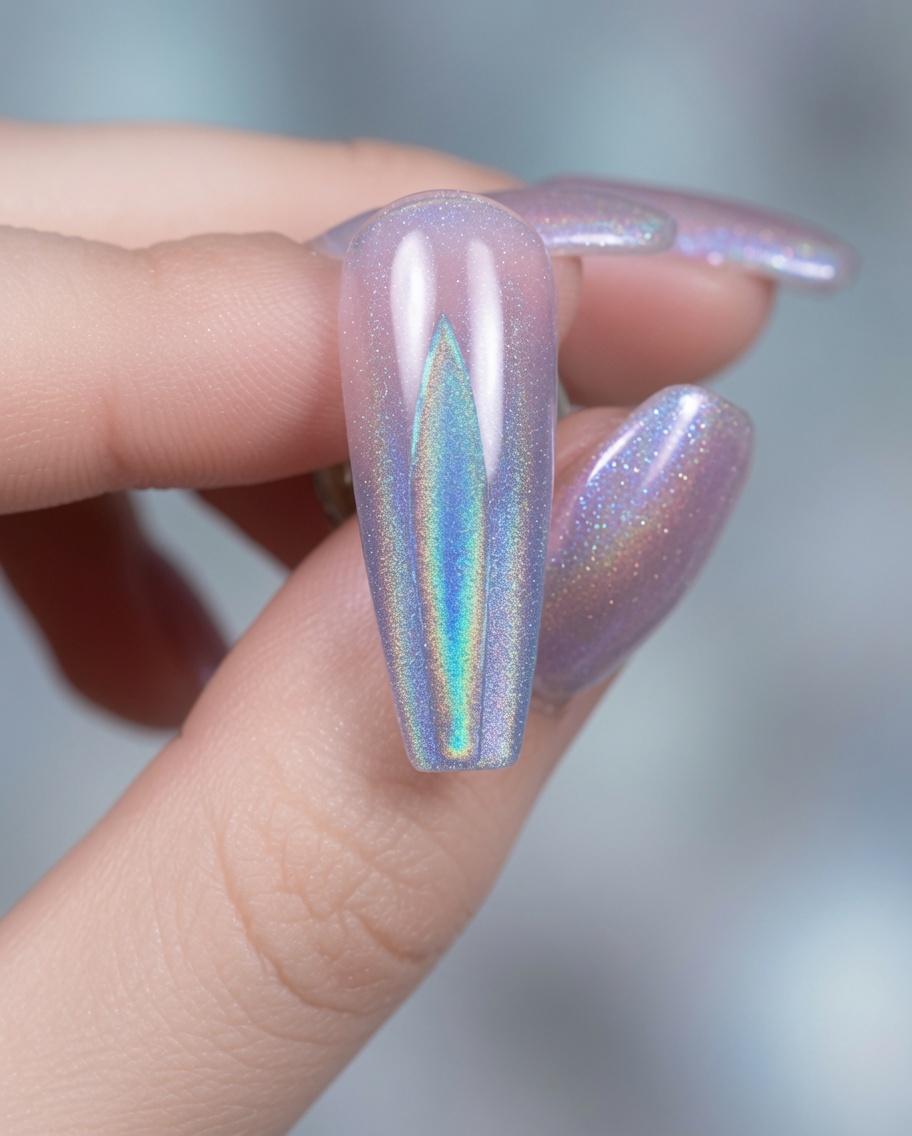 Una mano usando una toallita sin pelusa para limpiar la superficie de una uña de gel curada.