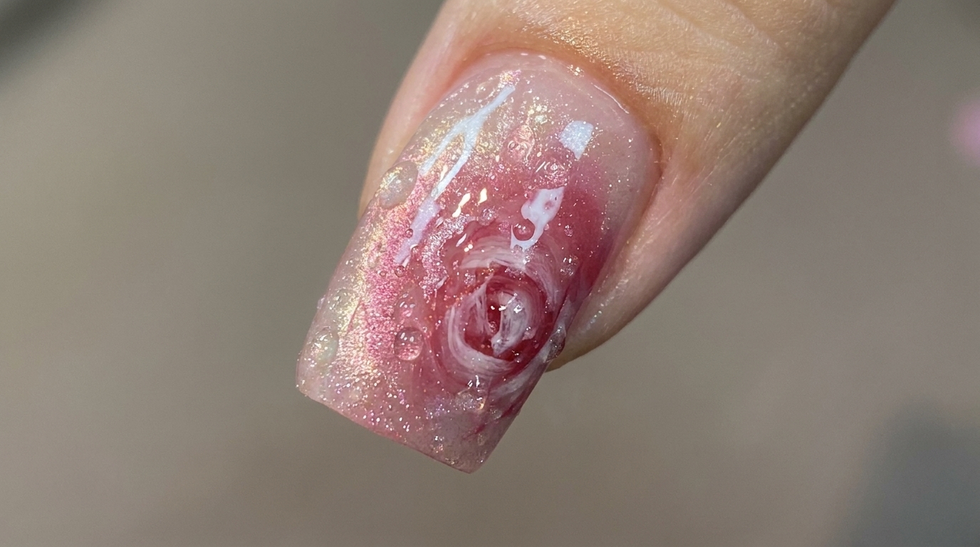 Rosas con efecto niebla y ojo de gato — Tutorial de uñas 3D