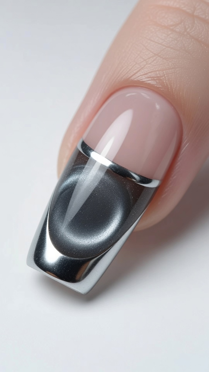 Uñas Francesas Ojo de Gato y Cromo — Tutorial de Espacio Negativo en Tendencia