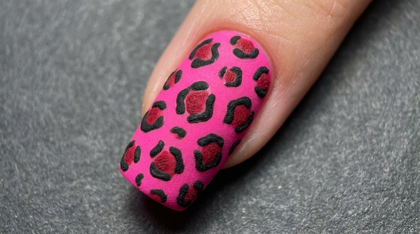 Diseño de uñas con estampado animal hot pink texturizado: Tutorial paso a paso
