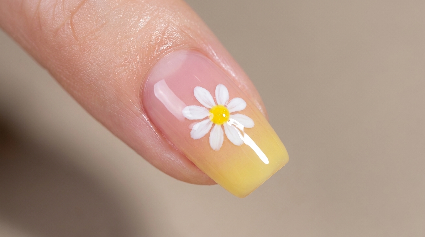 Uñas degradadas con margaritas: Tutorial de ombré fácil