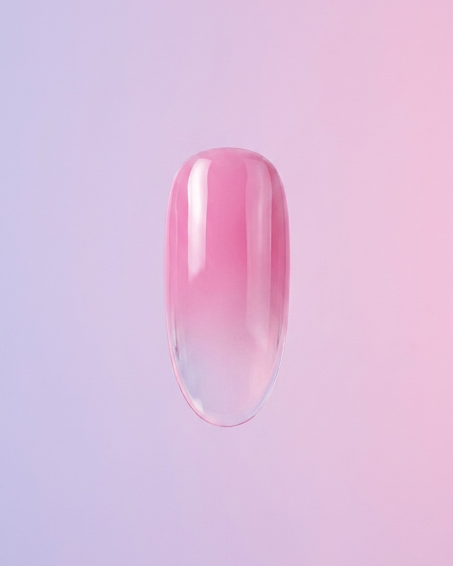 Uña con un degradado rosa suave sobre fondo claro.
