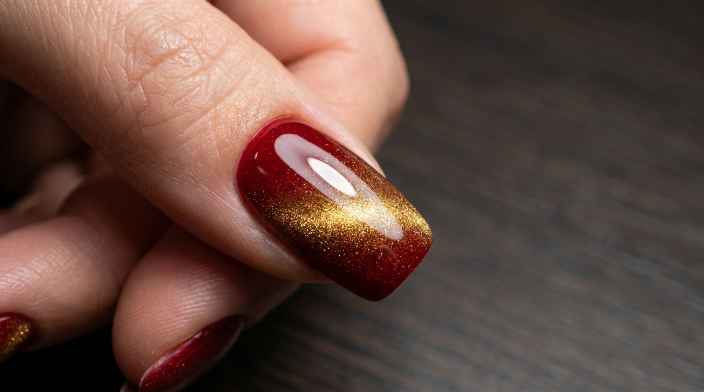 Uñas Ombre Cat Eye Rojas para Año Nuevo — Tutorial Paso a Paso
