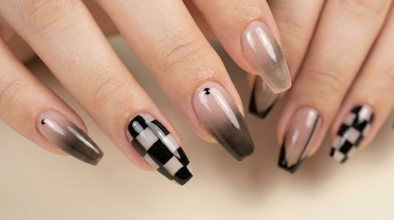 Uñas a Cuadros y Degradado Nude — Tutorial Paso a Paso