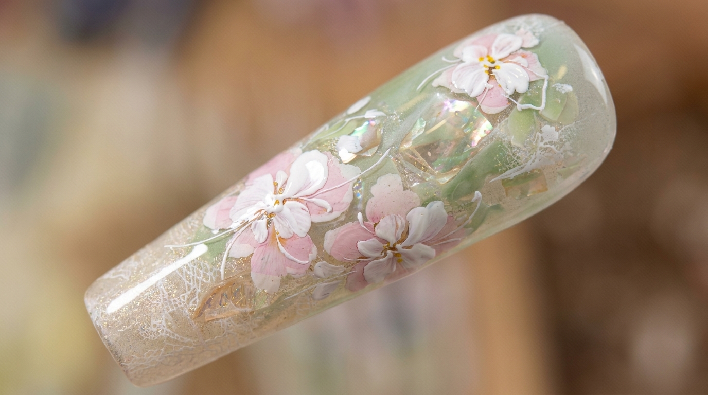 Nail Art en Gel Floral Acuarela y Acetato — Tutorial Paso a Paso