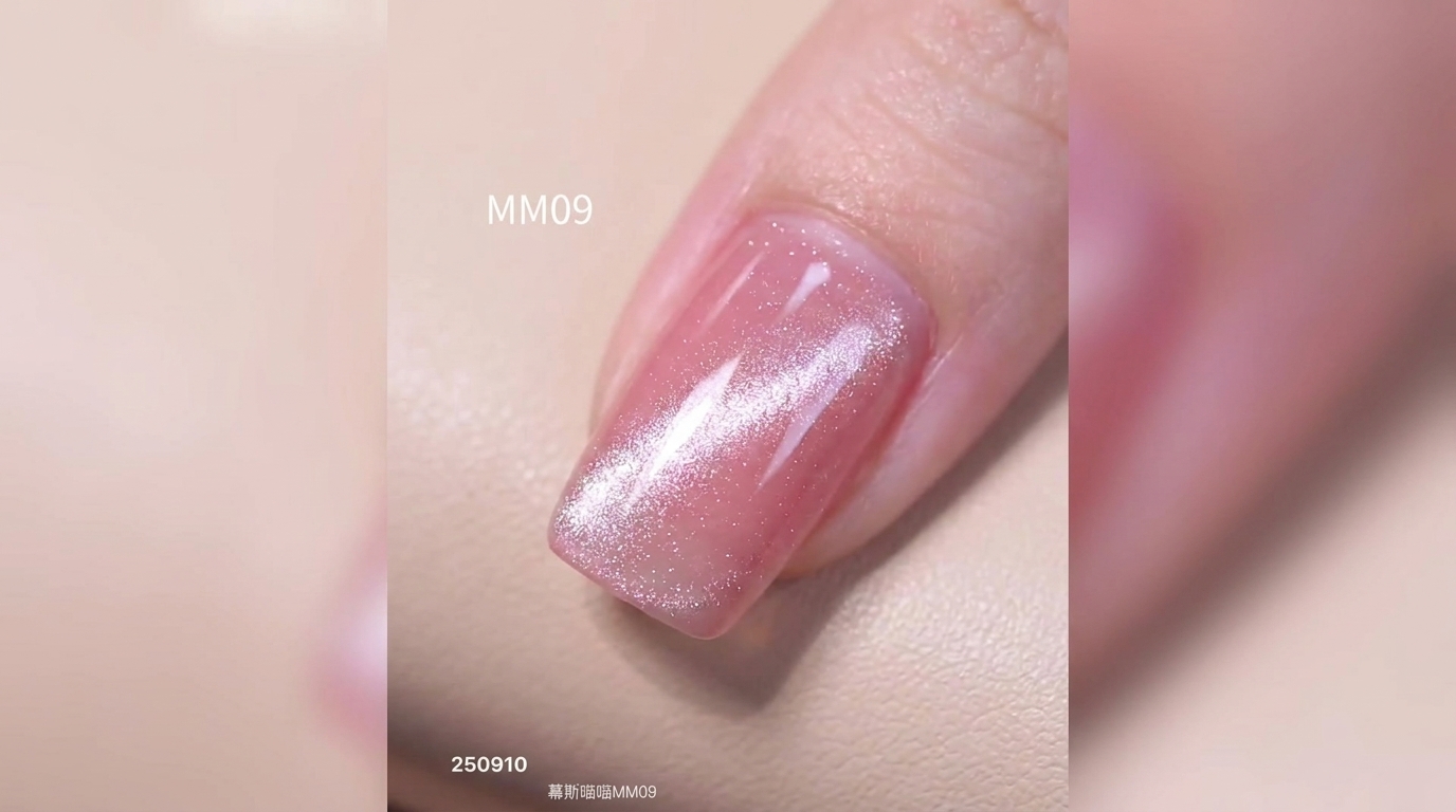 Uñas de Gel Magnéticas con Efecto Ojo de Gato en Rosa Cerezo — Tutorial Paso a Paso