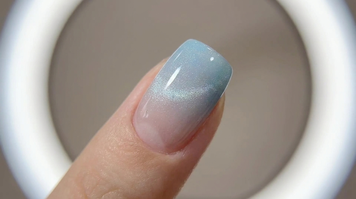 Uñas de Gel Degradadas Ombre Cat Eye en Azul Veraniego — Tutorial Paso a Paso