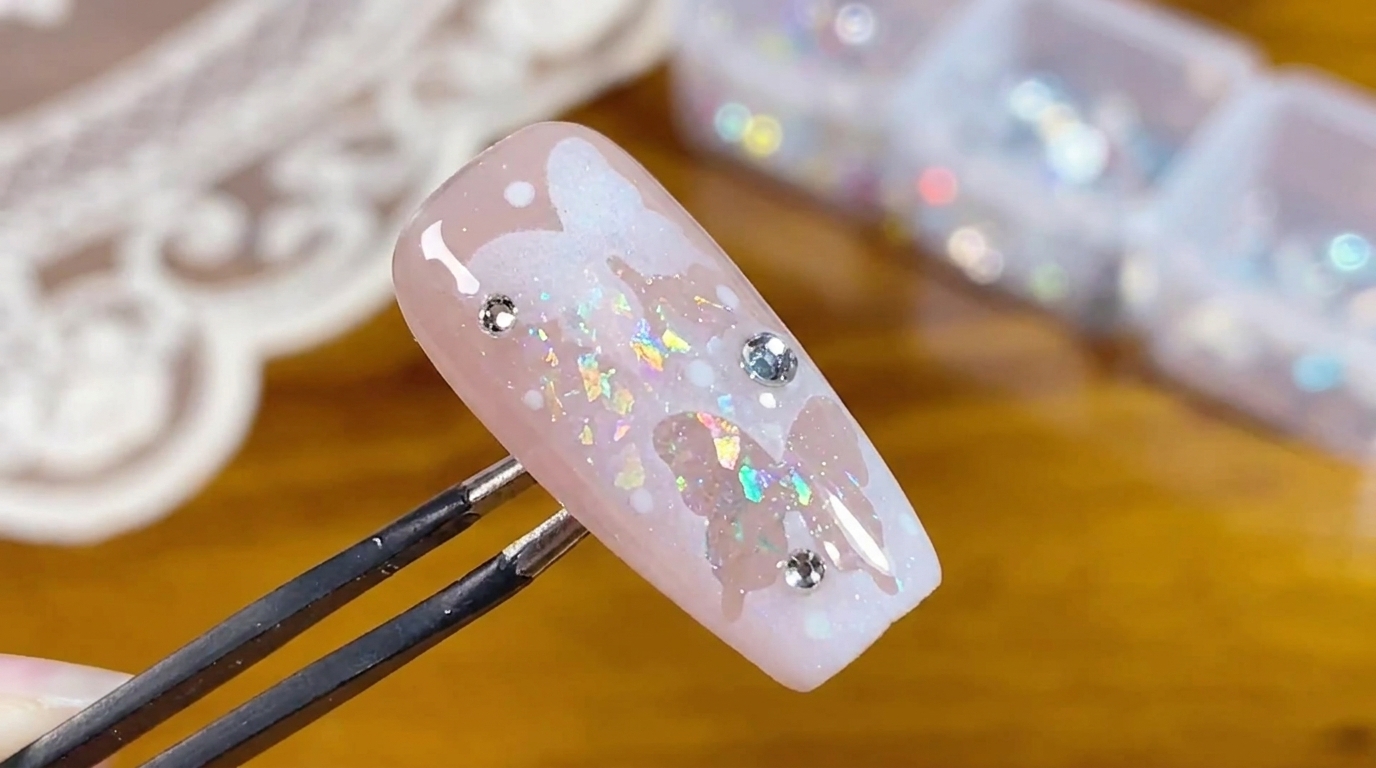 Nail Art de Mariposa Hueca con Degradado Blanco — Tutorial Paso a Paso