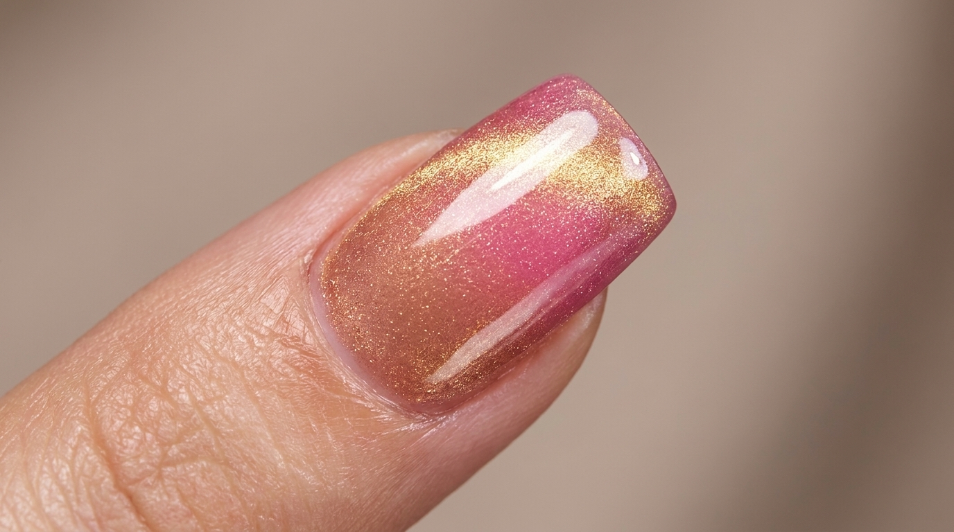 Uñas degradadas Cat Eye en oro rosa — Tutorial paso a paso