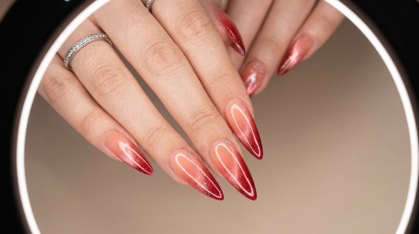 Uñas de Gel Ombré Melocotón para Principios de Primavera