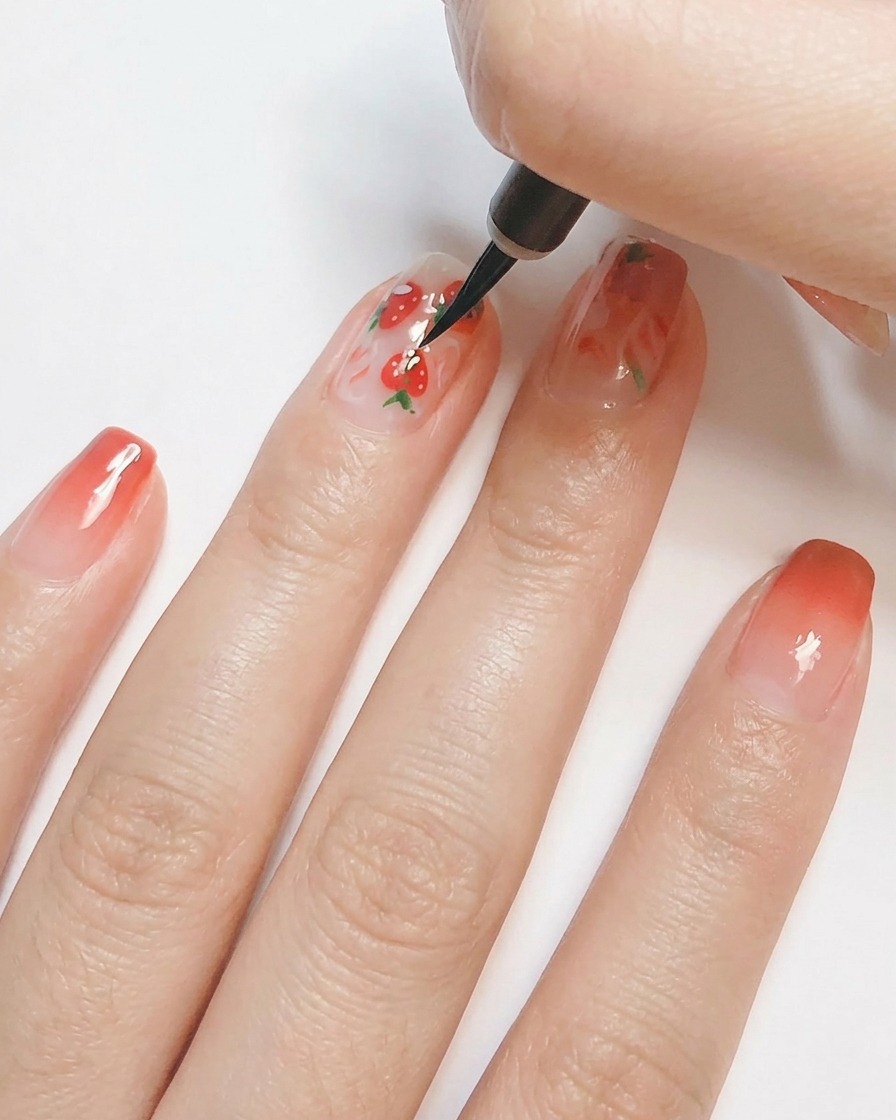 Una mano colocada dentro de una lámpara de uñas UV/LED blanca curando arte en gel.