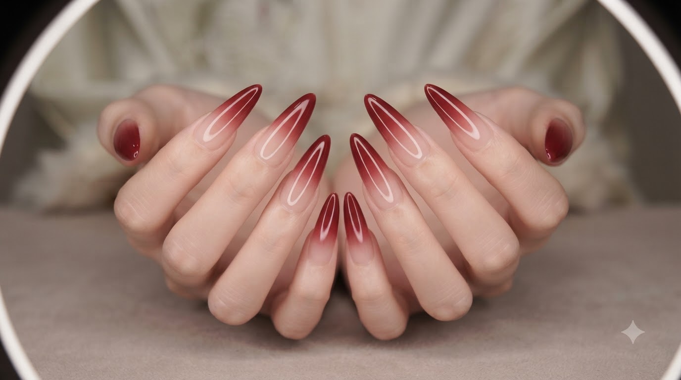 Uñas Ombré Degradadas en Rojo para Año Nuevo — Tutorial Paso a Paso