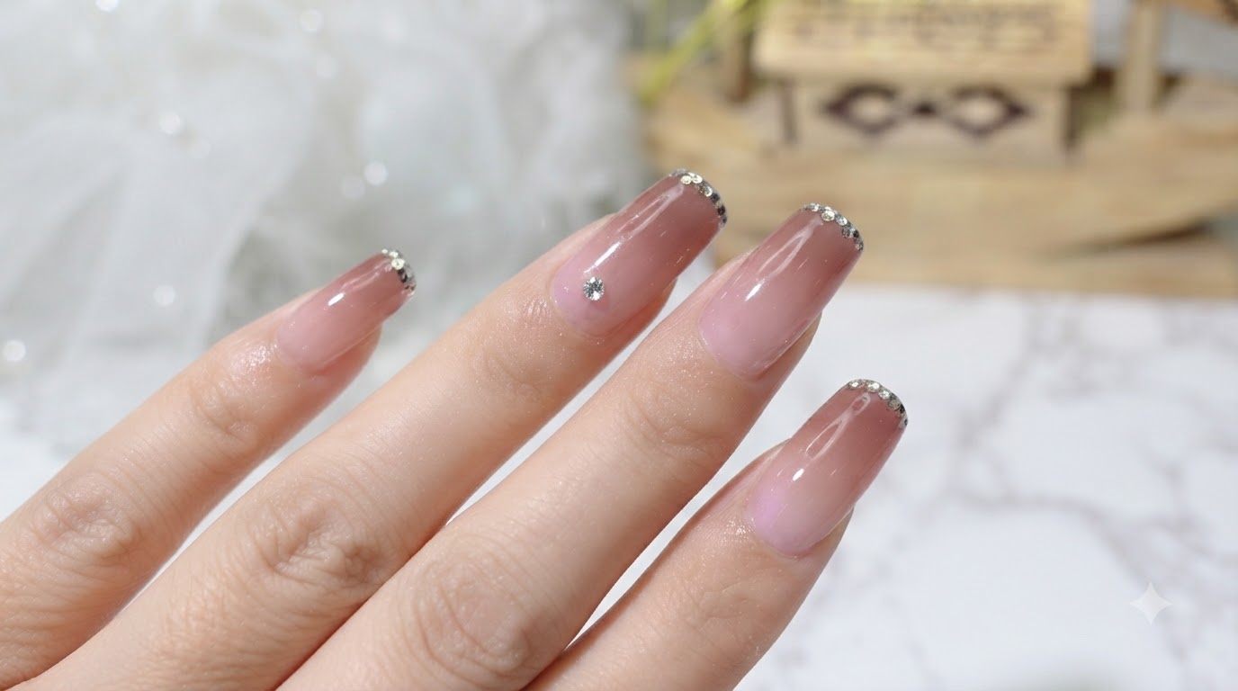 Degradado Jelly con Puntas Francesas de Lentejuelas: Tutorial Paso a Paso en Gel