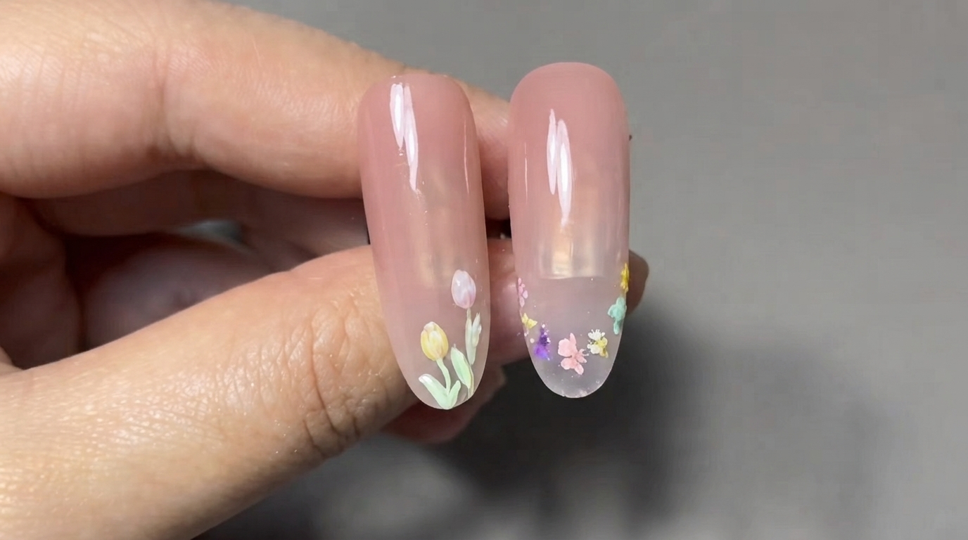 Arte de Uñas de Tulipanes de Primavera y Flores Secas — Tutorial Paso a Paso