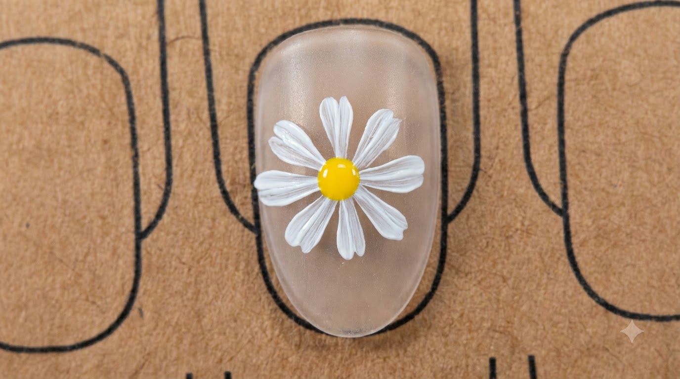 Diseño de Uñas de Margarita Pintadas a Mano — Tutorial Paso a Paso para Principiantes