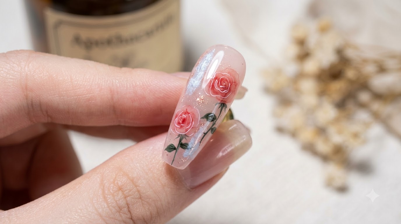 Uñas de Rosa Acuarela con Efecto Nube — Tutorial Paso a Paso