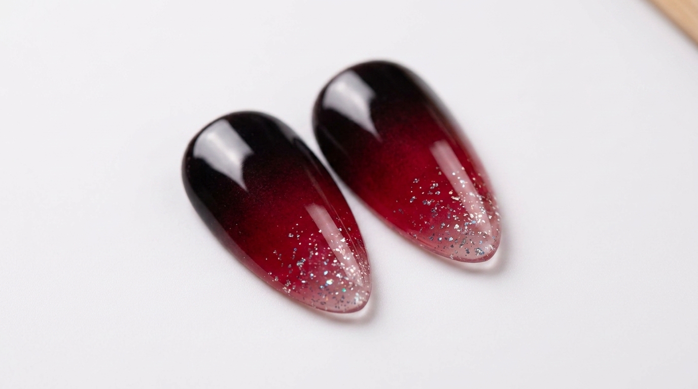 Uñas Ombré Rojo Oscuro Tipo Rubí: Tutorial Paso a Paso de Degradado Brillante