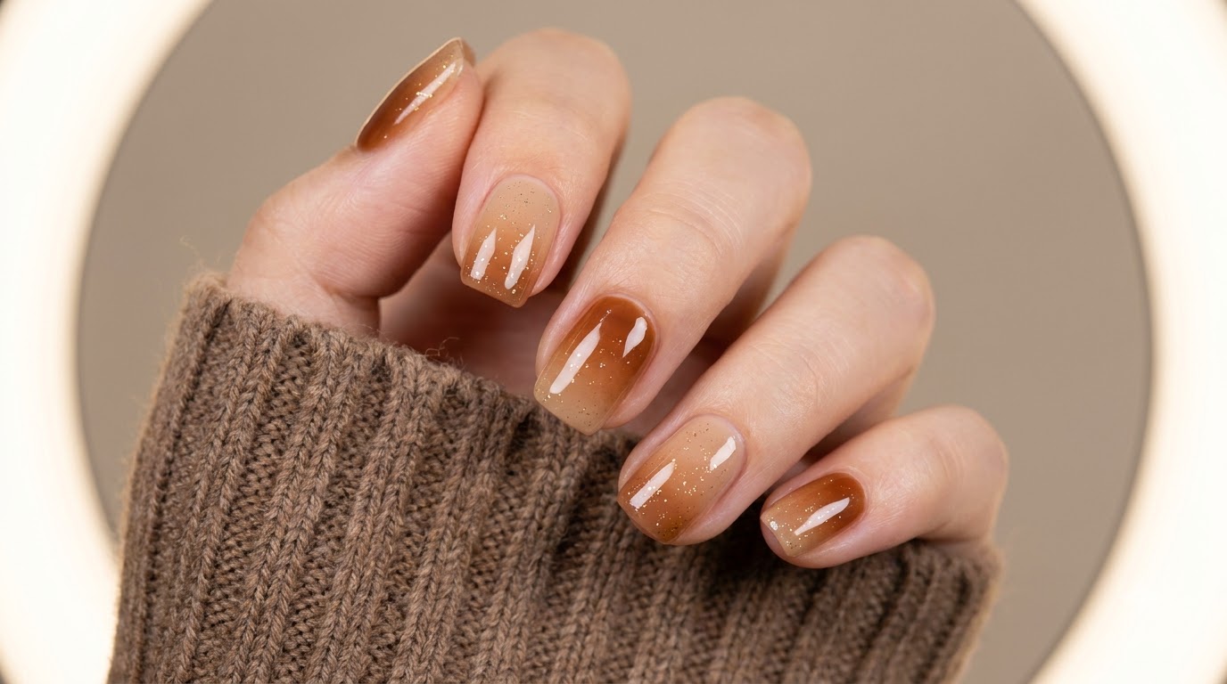 Manicura Degradada en Caramelo y Ámbar — Tutorial de Gel Paso a Paso