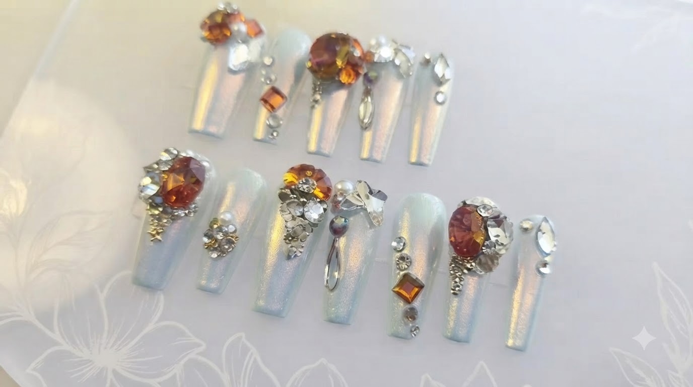 Uñas postizas estilo atardecer ámbar degradado: tutorial paso a paso