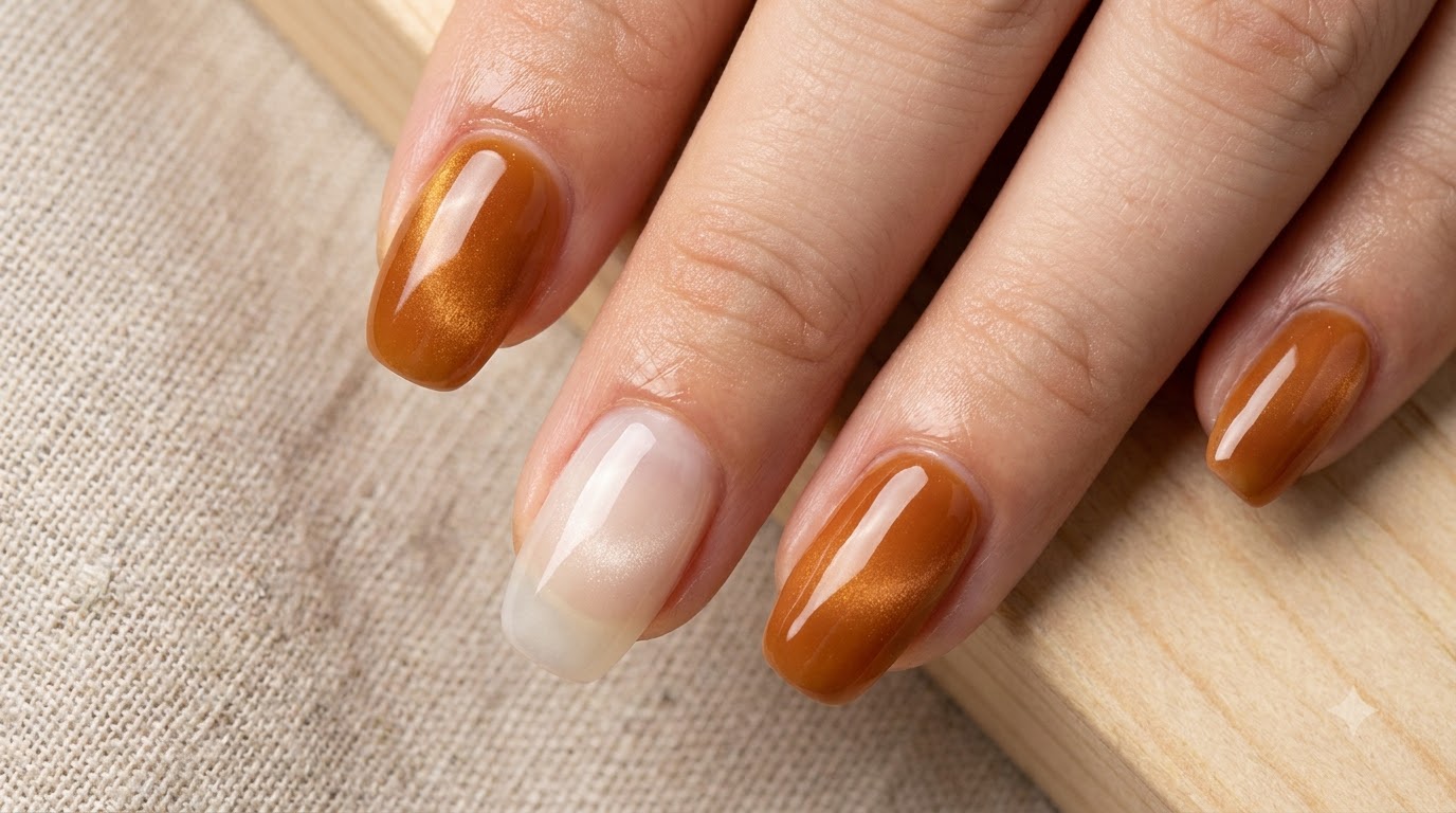 Uñas Cortas con Degradado Ámbar Caramelo — Tutorial Paso a Paso