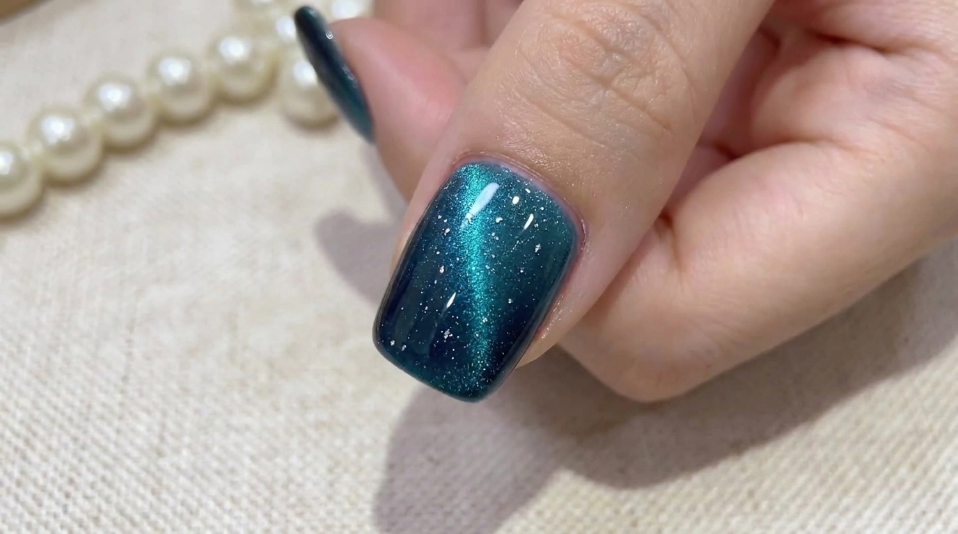 Uñas de Ojo de Gato Gradientes Estilo Galaxia Azul — Tutorial Paso a Paso