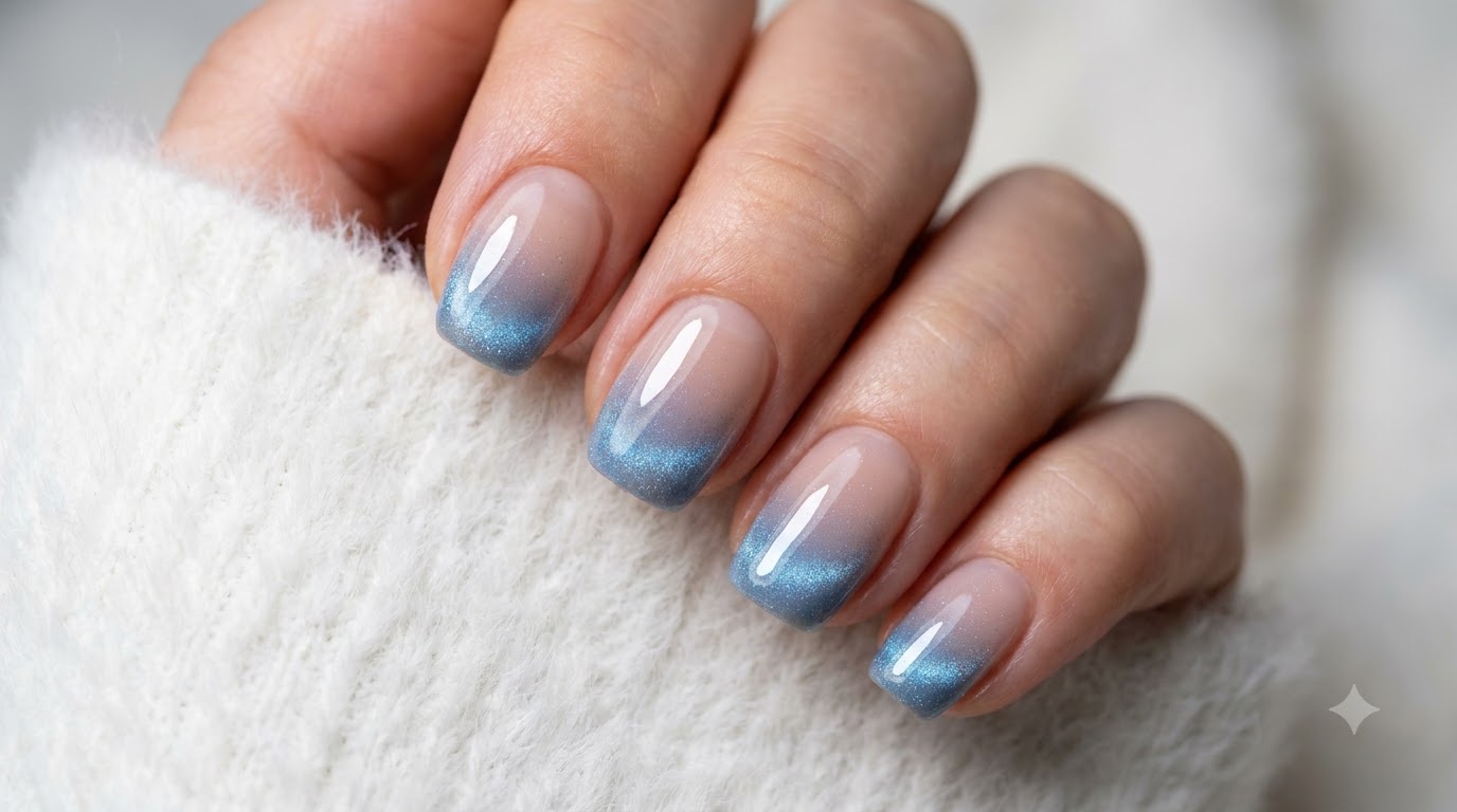 Manicura Cat-Eye con Lágrimas Azules: Tutorial Paso a Paso de Degradado