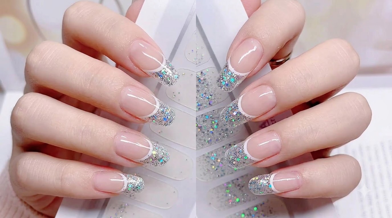 Pegatinas de Uñas con Degradado de Glitter Plateado: Tutorial Paso a Paso