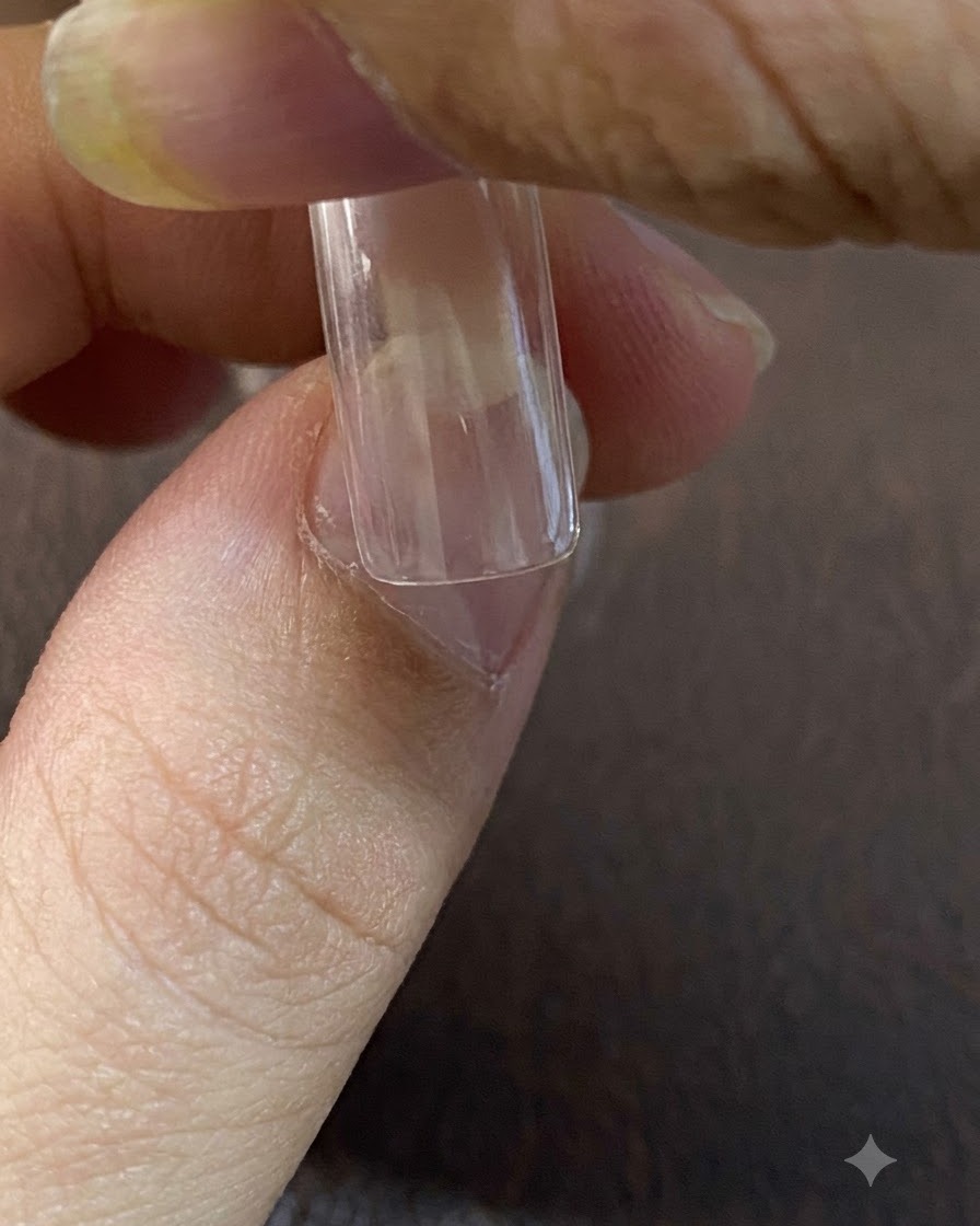 Un imán sostenido a cierta distancia sobre una uña, creando un reflejo de luz cat-eye amplio y difuso.
