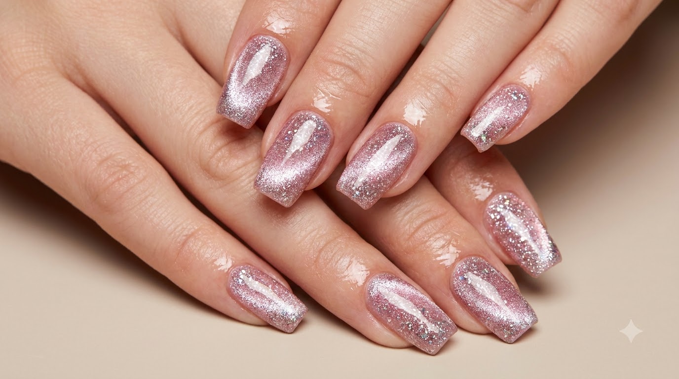 Uñas Ojo de Gato Diamante Doble Flash — Tutorial de Gel Magnético Brillante