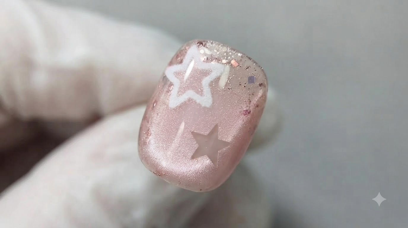 Uñas de Estrella Hueca con Efecto Ojo de Gato y Purpurina — Tutorial Paso a Paso