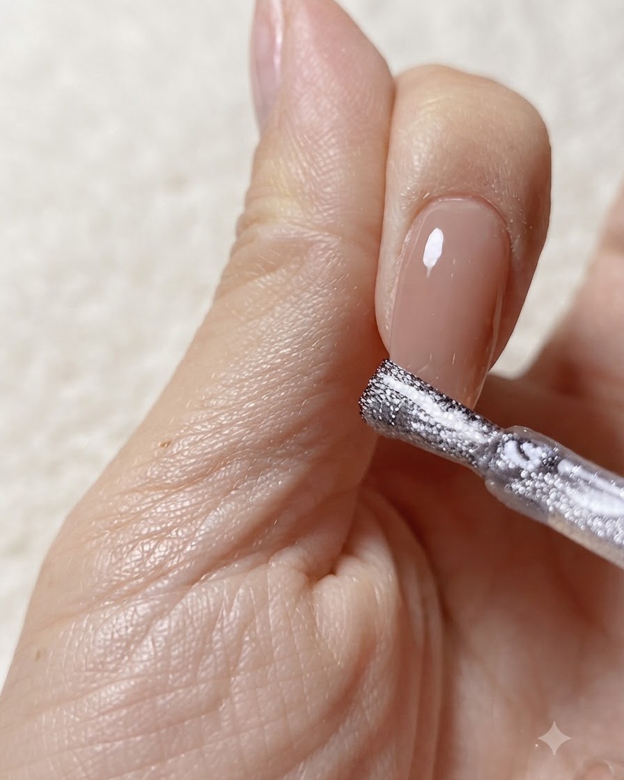 Un imán de neodimio fuerte sostenido cerca de la punta de la uña para mover las partículas brillantes del cat-eye.