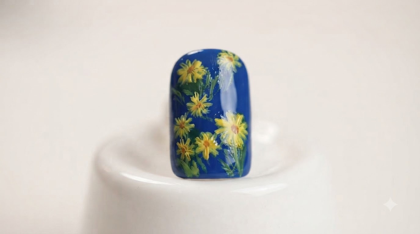 Diseño de Uñas de Margaritas Silvestres de Mediados de Verano — Tutorial de Gel Pintado a Mano