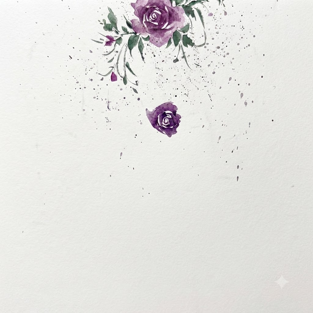Un detalle de pintura en acuarela que muestra una flor con bordes de pétalos delineados para una definición mejorada.