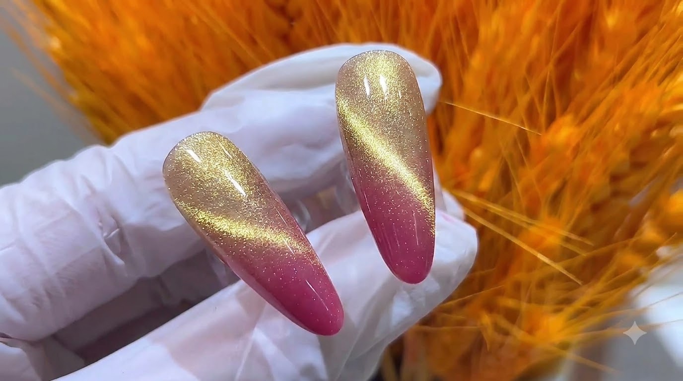 Uñas Ombré Cat-Eye de Rosas al Atardecer — Tutorial Paso a Paso