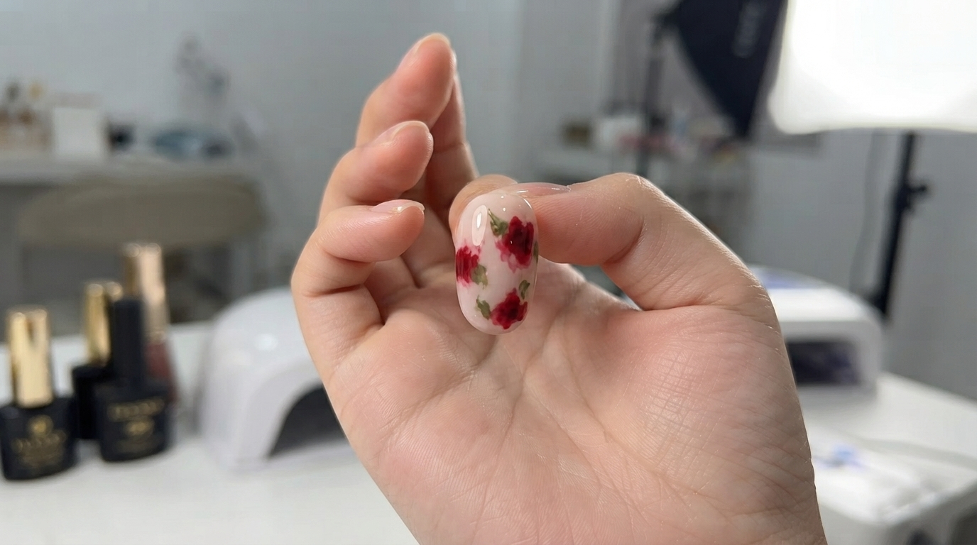 Diseño de Uñas Rosas del Jardín de Monet — Tutorial Floral en Acuarela para Año Nuevo