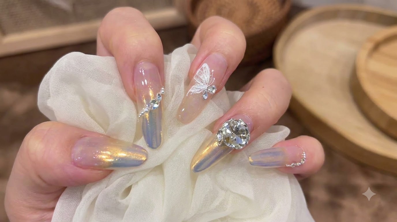 Tutorial de Uñas con Efecto Aurora Sunset y Polvo de Luna