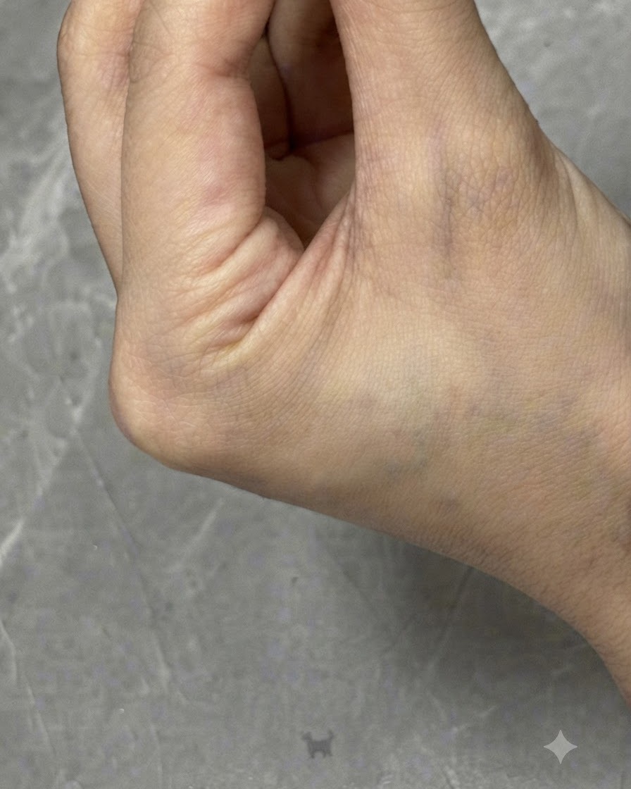 Ein starker Neodym-Nail-Art-Magnet wird dicht an einen glänzenden Cat-Eye-Gel-Nagel gehalten, um die magnetische Lichtreflexion zu formen.