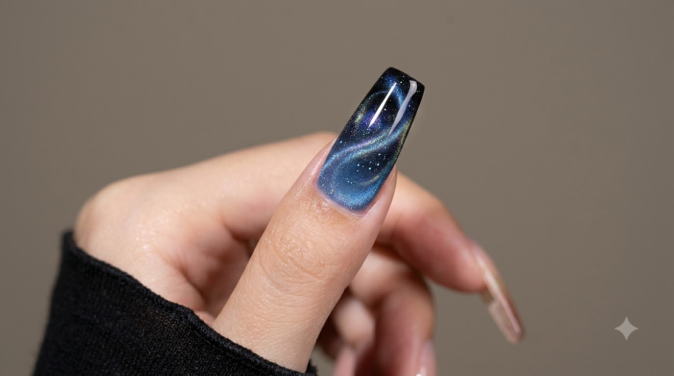 Uñas Magnéticas Ombré de Cristal Azul — Tutorial de Diseño Cósmico Paso a Paso