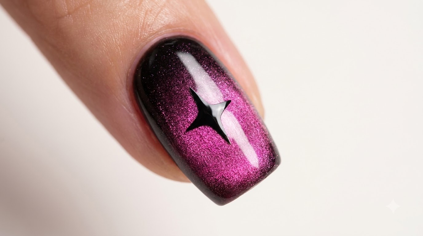 Uñas Negro y Rosa con Degradado Cat Eye: Tutorial Paso a Paso Sweet & Cool