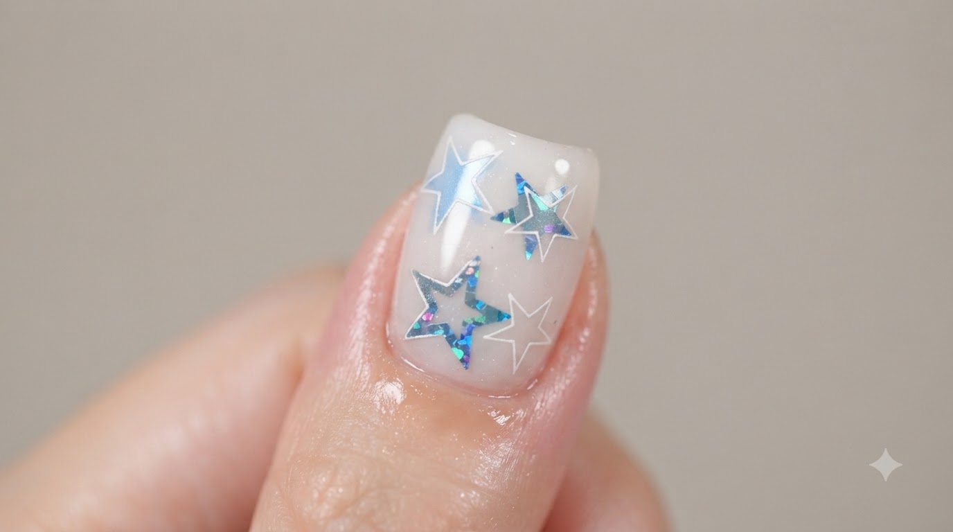 Nail Art Espacial con Estrellas Holográficas — Tutorial Paso a Paso