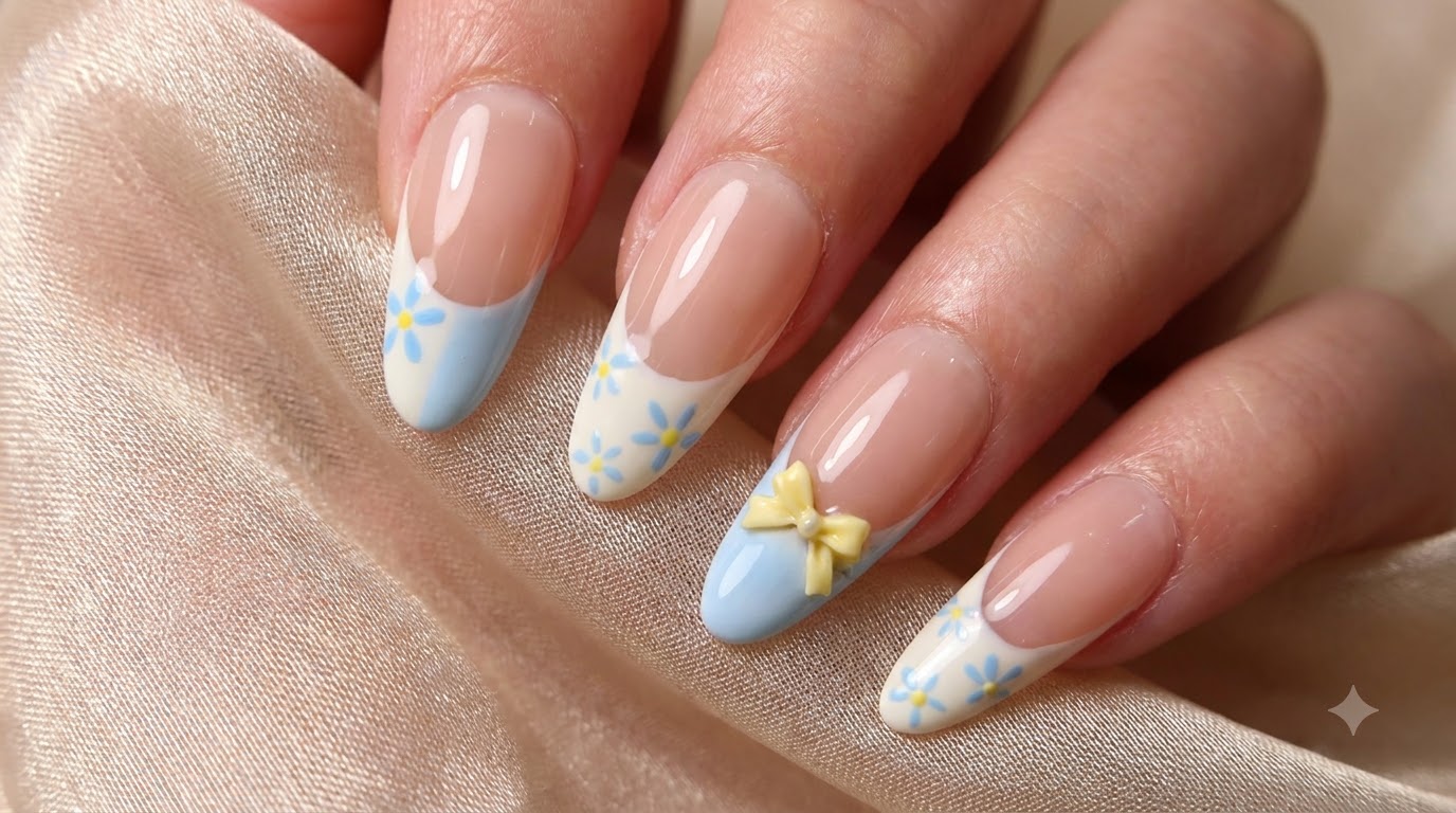 Uñas Postizas con Flores Estilo French Manor — Tutorial Paso a Paso