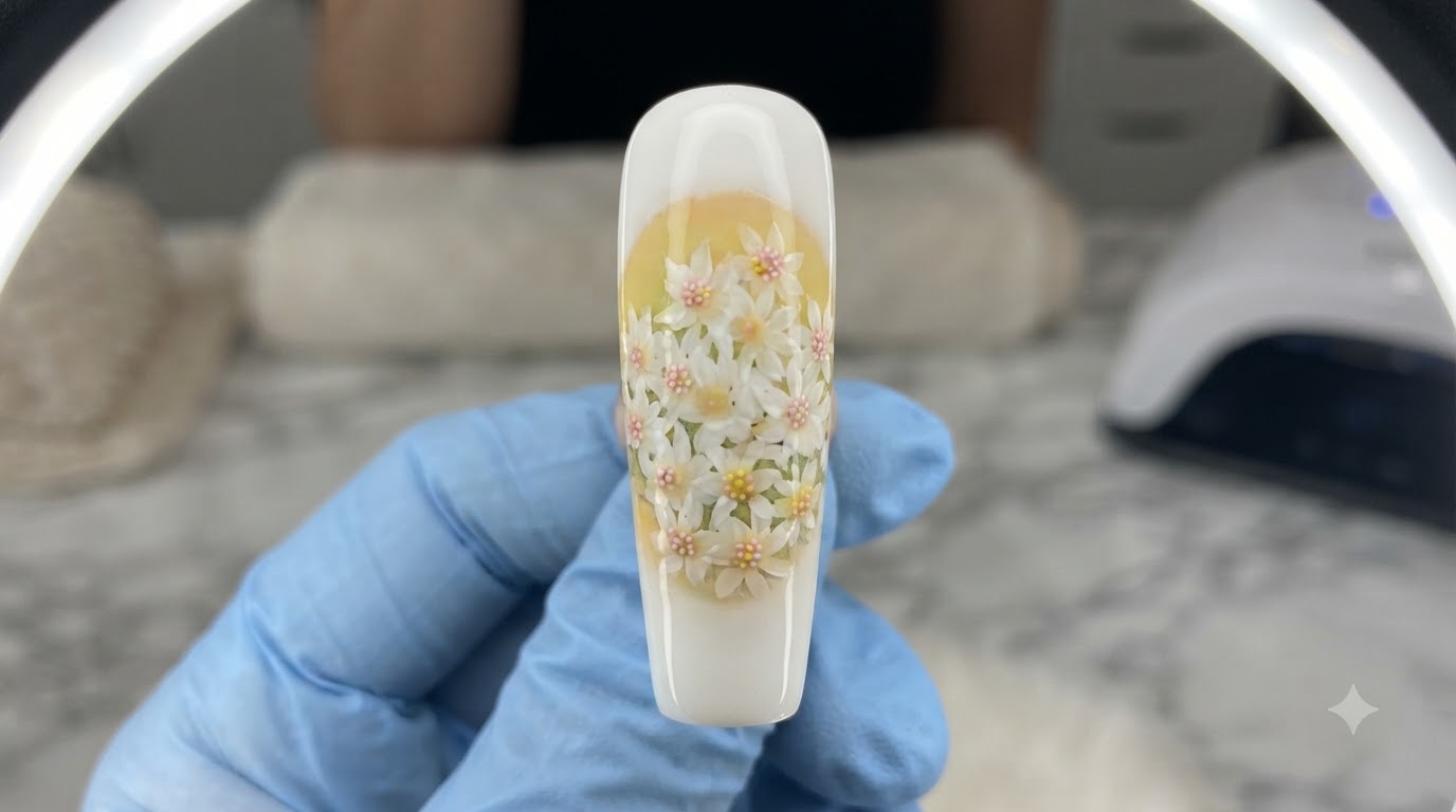 Nail Art de Campo de Margaritas Pintado a Mano — Tutorial Paso a Paso