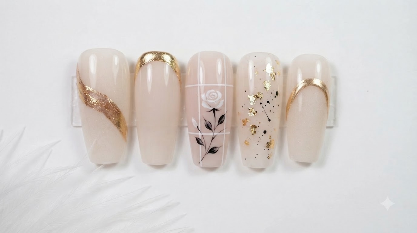 Diseño de Uñas con Rosas Blancas y Detalles de Spider Gel: Tutorial Paso a Paso