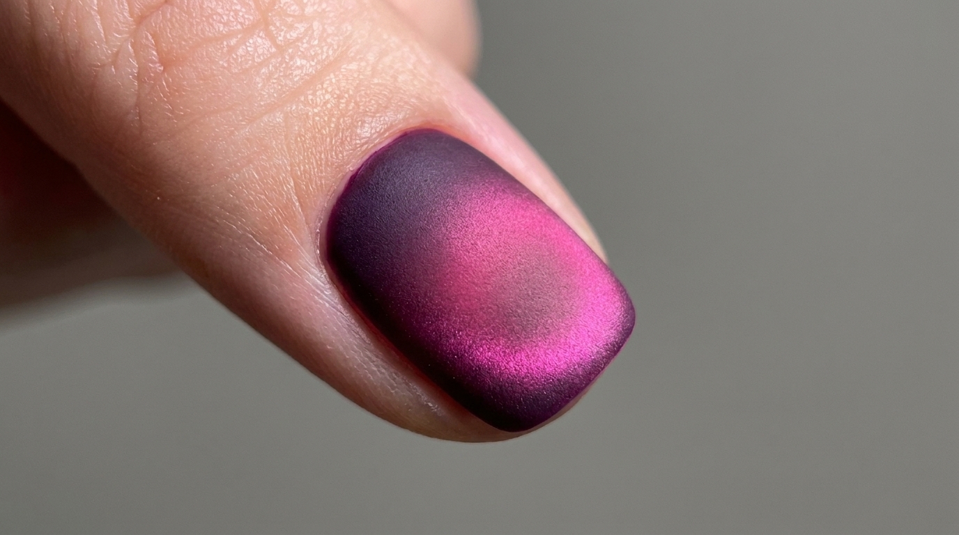 Uñas Cat-Eye Degradadas en Mate: Tutorial Paso a Paso con Efecto Terciopelo Escarchado