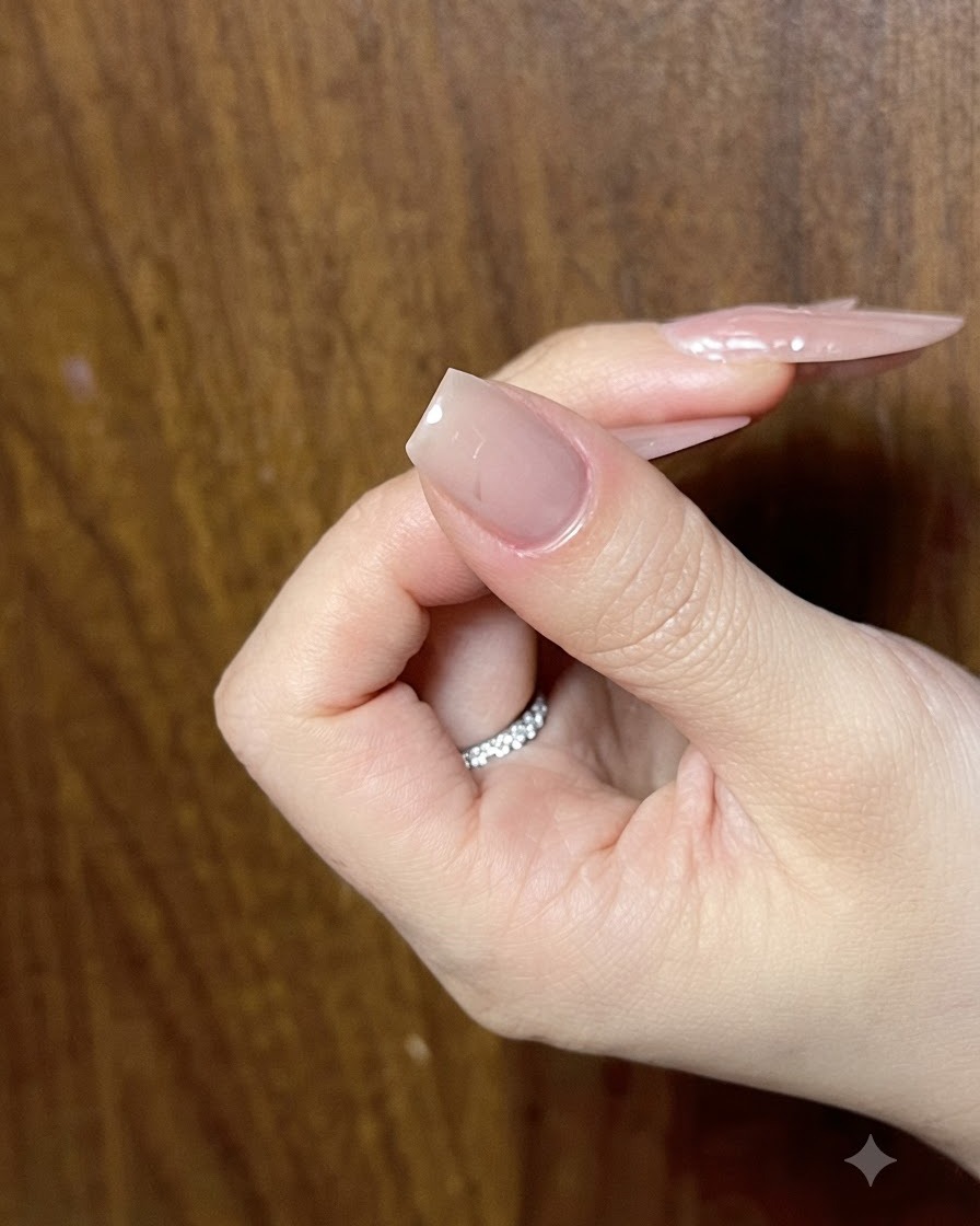 Una uña bajo una lámpara de curado que muestra el proceso de curado del gel ojo de gato.