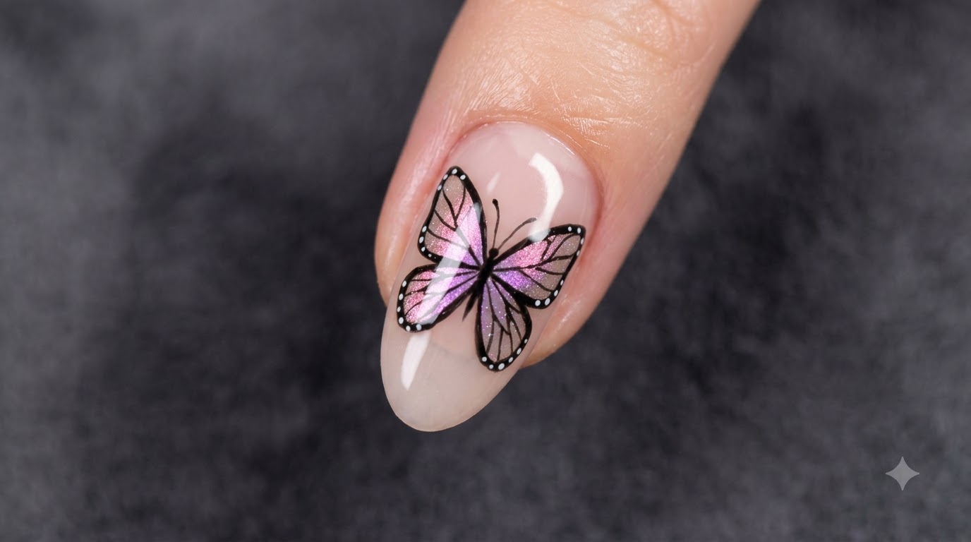 Uñas de Mariposa con Efecto Láser y Francés — Tutorial Paso a Paso