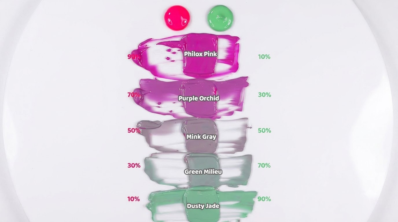 Mezcla de Colores de Rosa Neón y Verde Salvia: Tutorial de Degradado en Gel Personalizado
