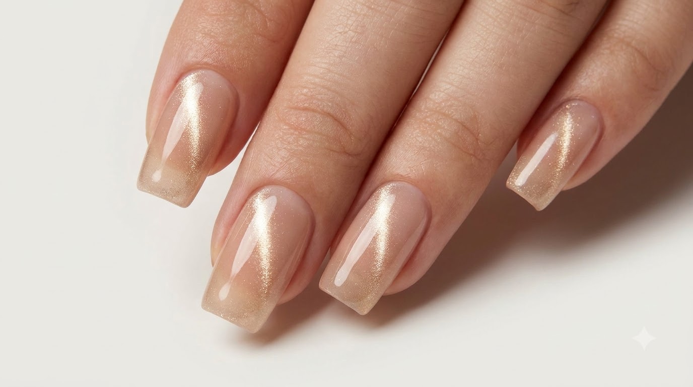 Uñas Cat Eye de Cuentas de Vidrio en Oro Champaña Avanzadas — Tutorial Paso a Paso